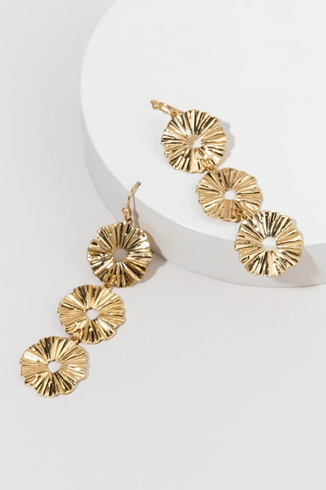 Letha Textured Circle Linear Drop Earrings