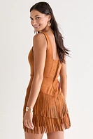 Tasha Corset Fringe Waisted Mini Dress