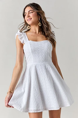 Cindy Bow Back Eyelet Mini Dress