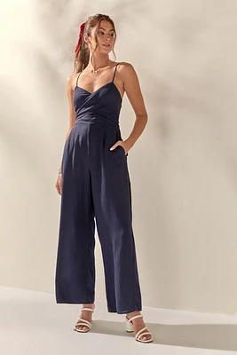 Trina Linen Cross Front Jumpsuit
