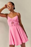 Ann Cinch Front Keyhole Flare Mini Dress