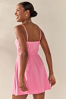 Ann Cinch Front Keyhole Flare Mini Dress