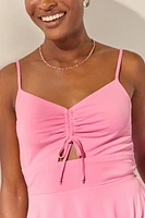 Ann Cinch Front Keyhole Flare Mini Dress
