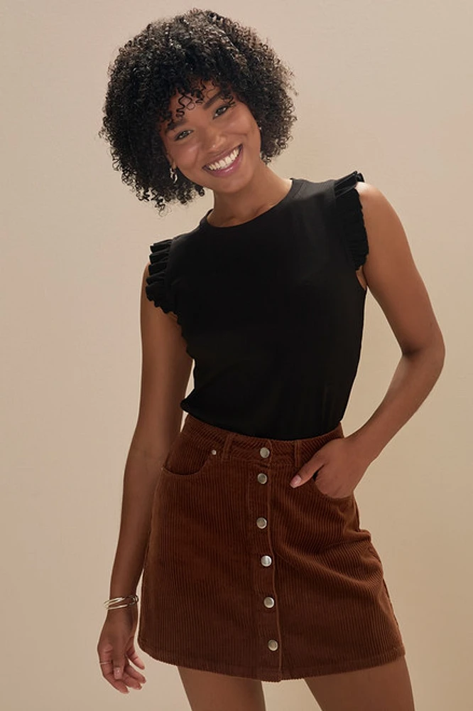 Janelle Flutter Shoulder Sleeveless Top