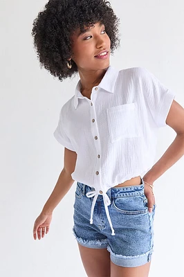 Catherina Drawstring Button Down Top