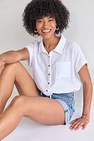Catherina Drawstring Button Down Top