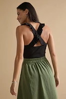 Jeanna Cross Back Ruffle Bodysuit