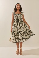 Marcia Floral Ruffle Strap Midi Dress