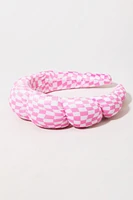 Louise Pink Wavy Checkered Puffy Spa Headband