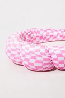Louise Pink Wavy Checkered Puffy Spa Headband