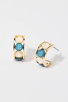 Alyssa Faceted Shimmer Huggie Gold Hoop Earrings