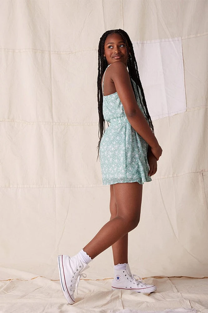 Hello Franki Floral Godet Romper for girls