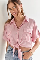 Amelie Tie Front Utility Pocket Button Down