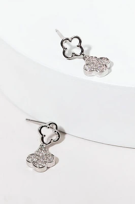 Carmen Outline And Crystal Fill Clover Drop Earrings