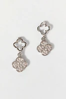 Carmen Outline And Crystal Fill Clover Drop Earrings