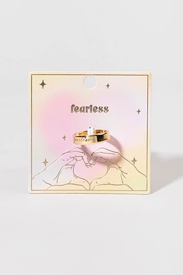 Fearless Carded Script Gold Ring