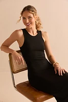 Janet Rib Knit Open Back Twist Midi Dress
