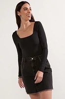 yummi by francesca's Square Neck Long Sleeve Bodysuit
