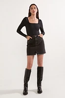 yummi by francesca's Square Neck Long Sleeve Bodysuit