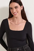 yummi by francesca's Square Neck Long Sleeve Bodysuit
