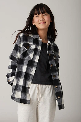Hello Franki Plaid Button Down Shacket for girls