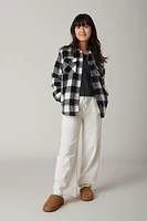 Hello Franki Plaid Button Down Shacket for girls