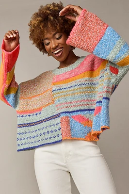 Lana Colorful Multi Pattern Oversized Pullover