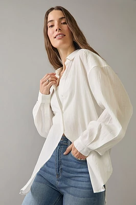 Diana Collar Embellished Woven Button Down Top