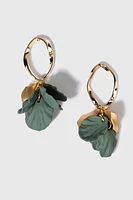 Carla Petals On Gold Oval Drop Earrings