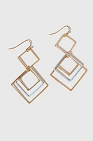 Diana Golden Squares With Enamel Detail Drop Earrings