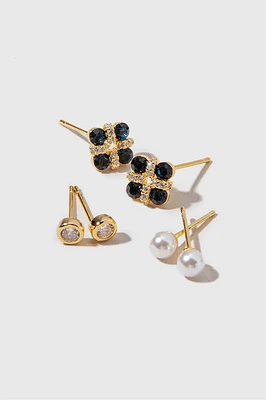 Kerry Pearl And Crystal Mix Style Stud Earring Set