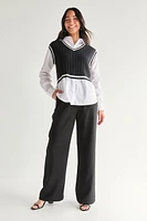 Sandra Twofer Cable Knit Sweater Vest
