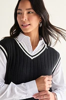 Sandra Twofer Cable Knit Sweater Vest