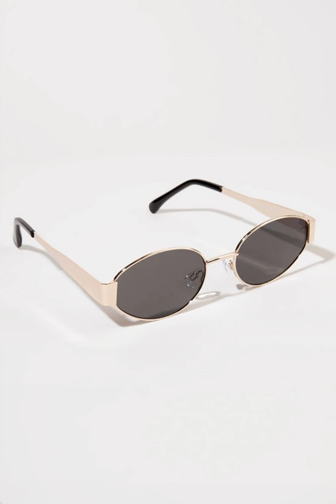 Rachel Thin Oval Frame With Thick Metal Sides Sunglasses
