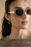 Rachel Thin Oval Frame With Thick Metal Sides Sunglasses