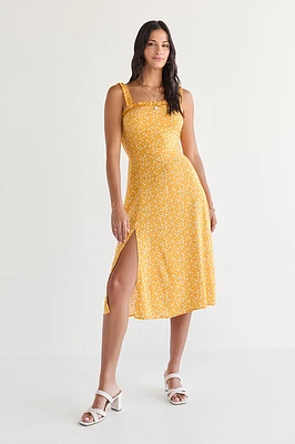 Megan Ruffle Strap And Neckline Floral Midi Dress