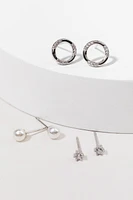 Angelina Hoops Pearls And Studs Earring Set