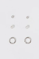 Angelina Hoops Pearls And Studs Earring Set