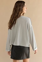 Claire Slouchy Fit Notch Neck Long Sleeve Top