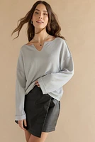 Claire Slouchy Fit Notch Neck Long Sleeve Top