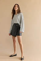 Claire Slouchy Fit Notch Neck Long Sleeve Top