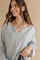 Claire Slouchy Fit Notch Neck Long Sleeve Top