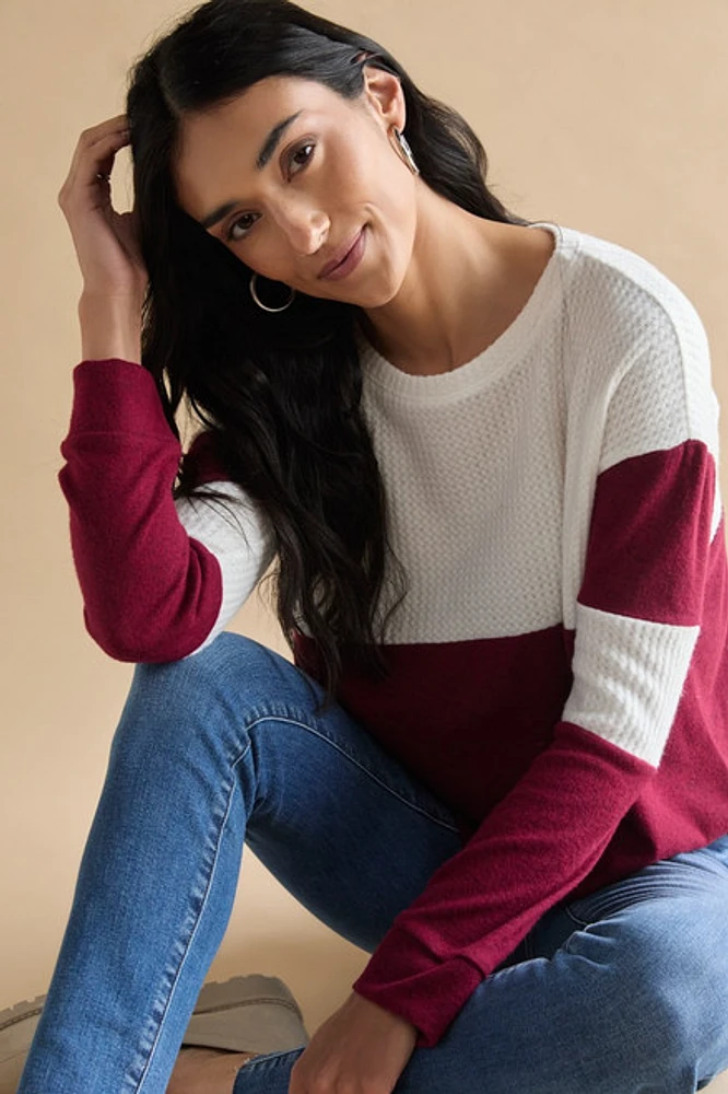 Annie Mixed Pattern Knitted Long Sleeve Top