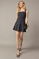 Jaime Tweed Button Pleated Bottom Mini Dress