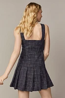 Jaime Tweed Button Pleated Bottom Mini Dress