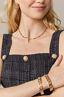 Jaime Tweed Button Pleated Bottom Mini Dress