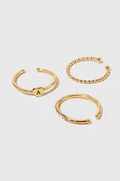 Initial Adjustable Tiny Heart Gold Ring Set