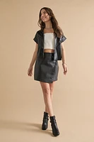 Kasey Leather Button Down Top