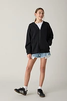 Hello Franki Kaitlin Solid Oversized Zip Hoodie for Girls