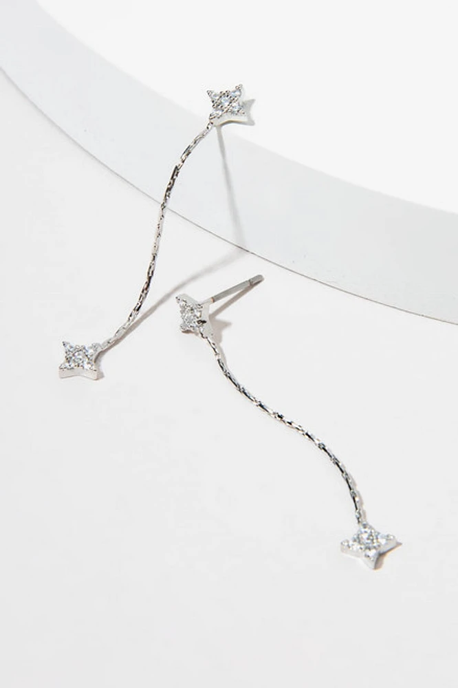 Kelsey Celestial Delicate Crystal Linear Drop Earrings